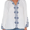 LVP Long Sleeve Embroidered Top - Off White Front View