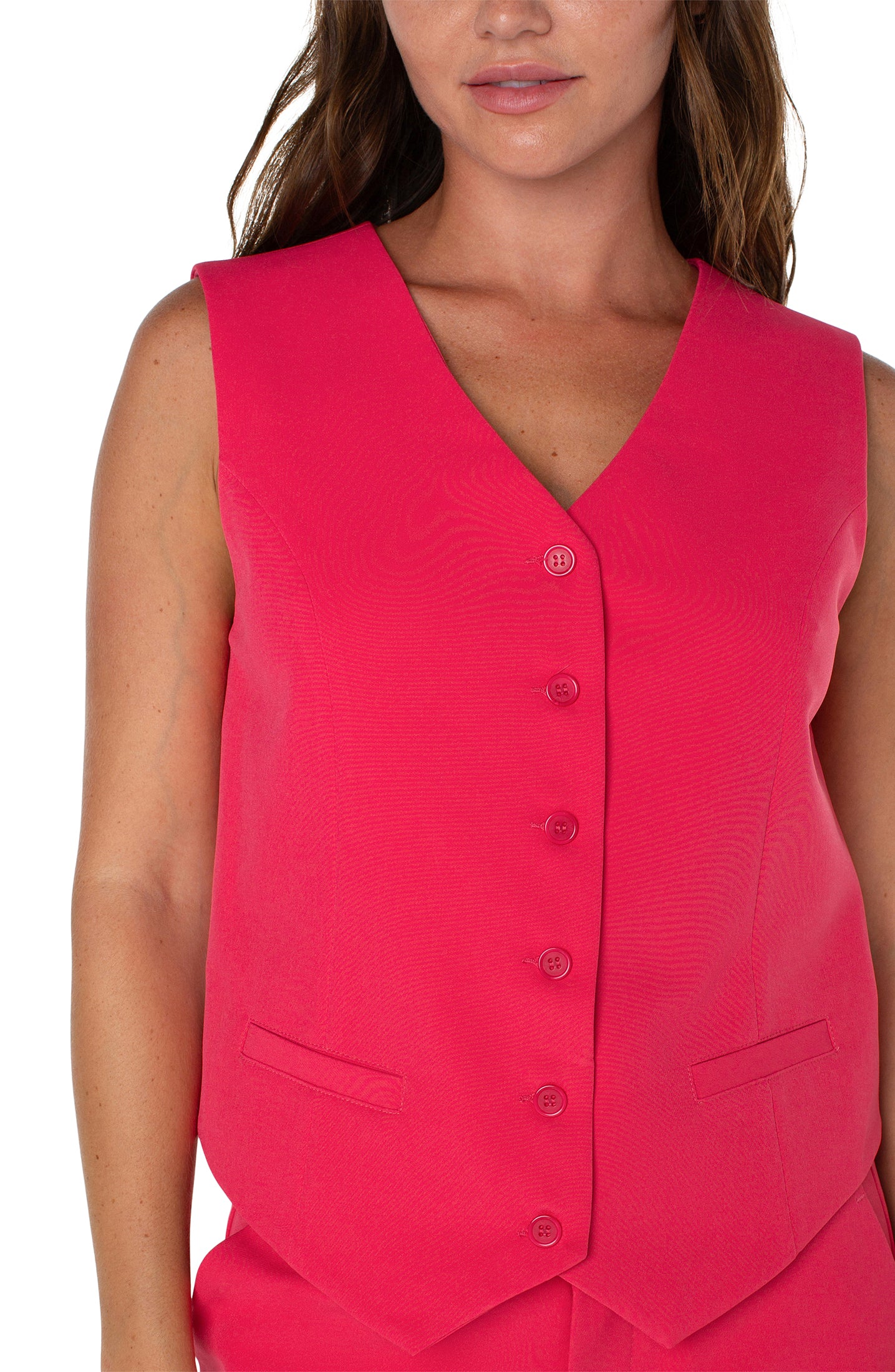 LVP Vest with Pockets - Pink Punch Close Up View