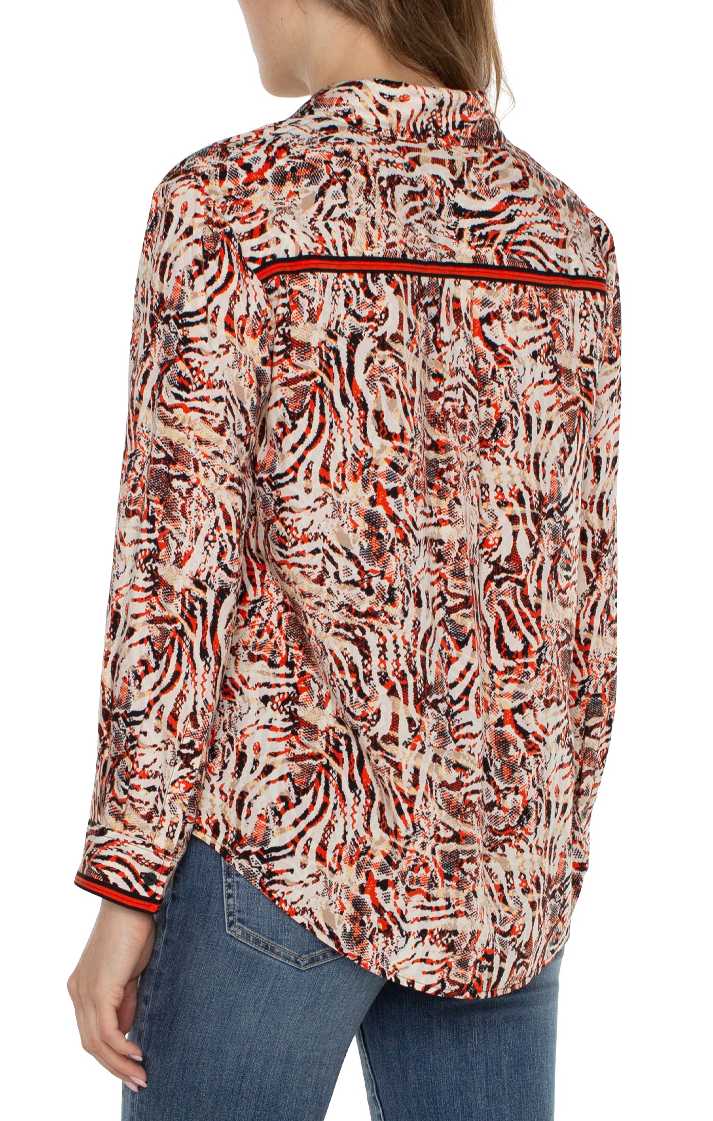 Liverpool Button Up Blouse - Abstract Animal Back View