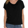 Liverpool Short Sleeve Draped Cowl Neck Top - Black Front View