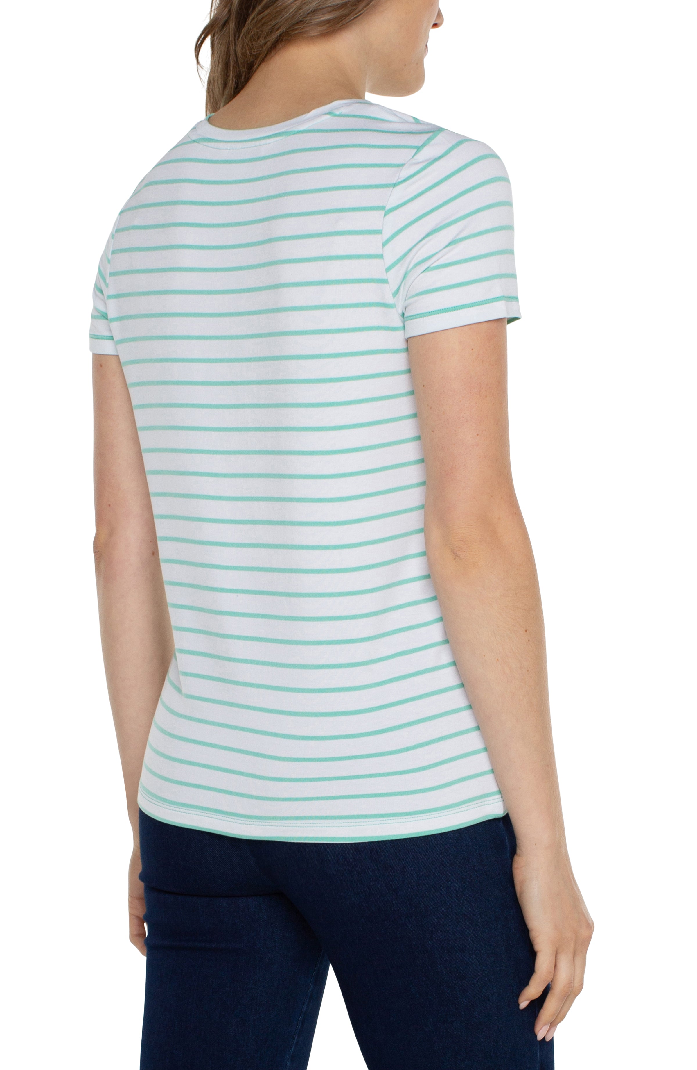 LVP Classic Crew short sleeve - white with mint stripe back view