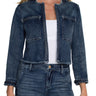 LVP Cropped Jean Jacket with Braid Detail - Ponderay Front View