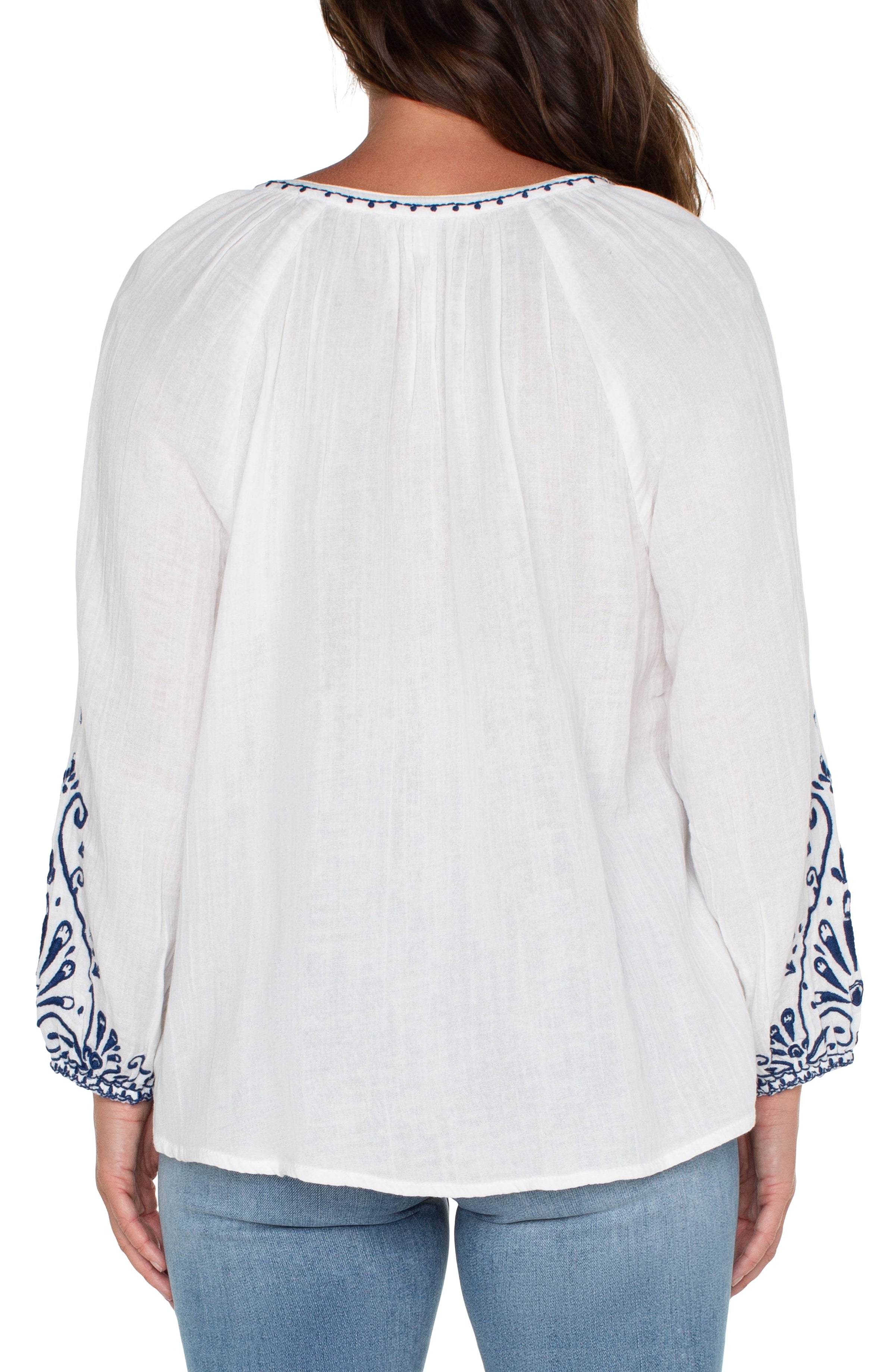 LVP Long Sleeve Embroidered Top - Off White Back View
