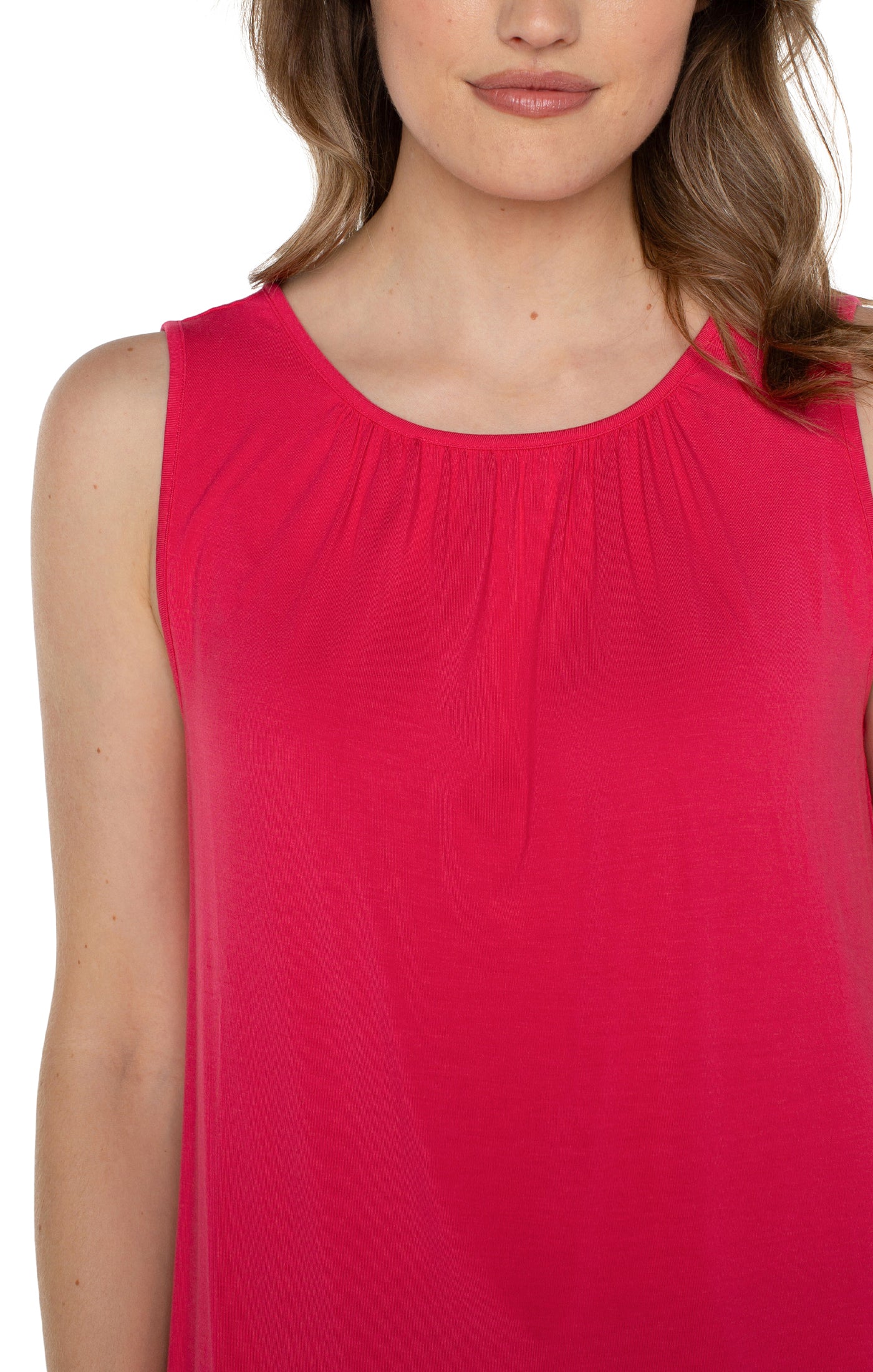 LVP Sleeveless Knit Top - Pink Punch Close Up View