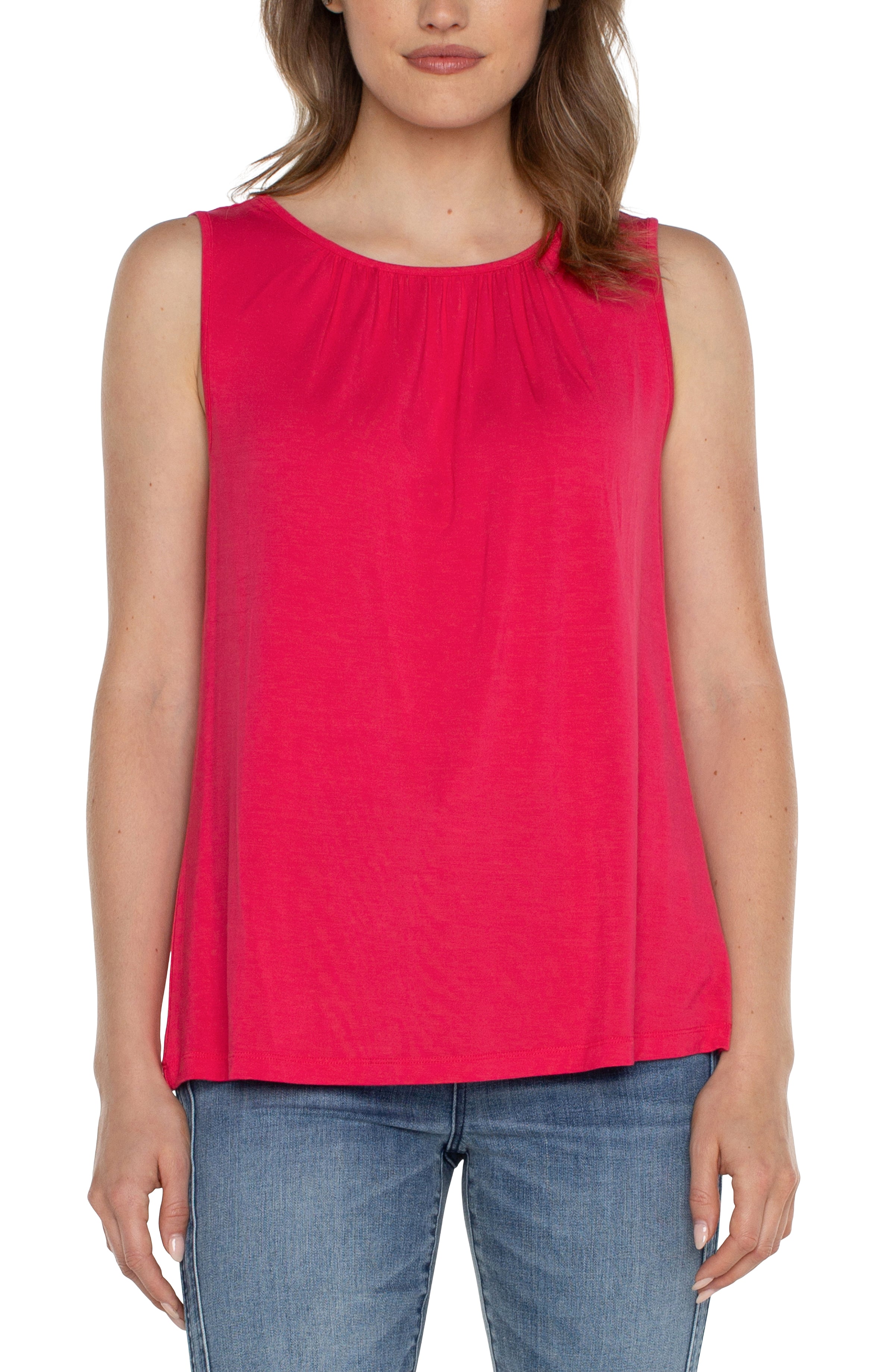 LVP Sleeveless Knit Top - Pink Punch Front View