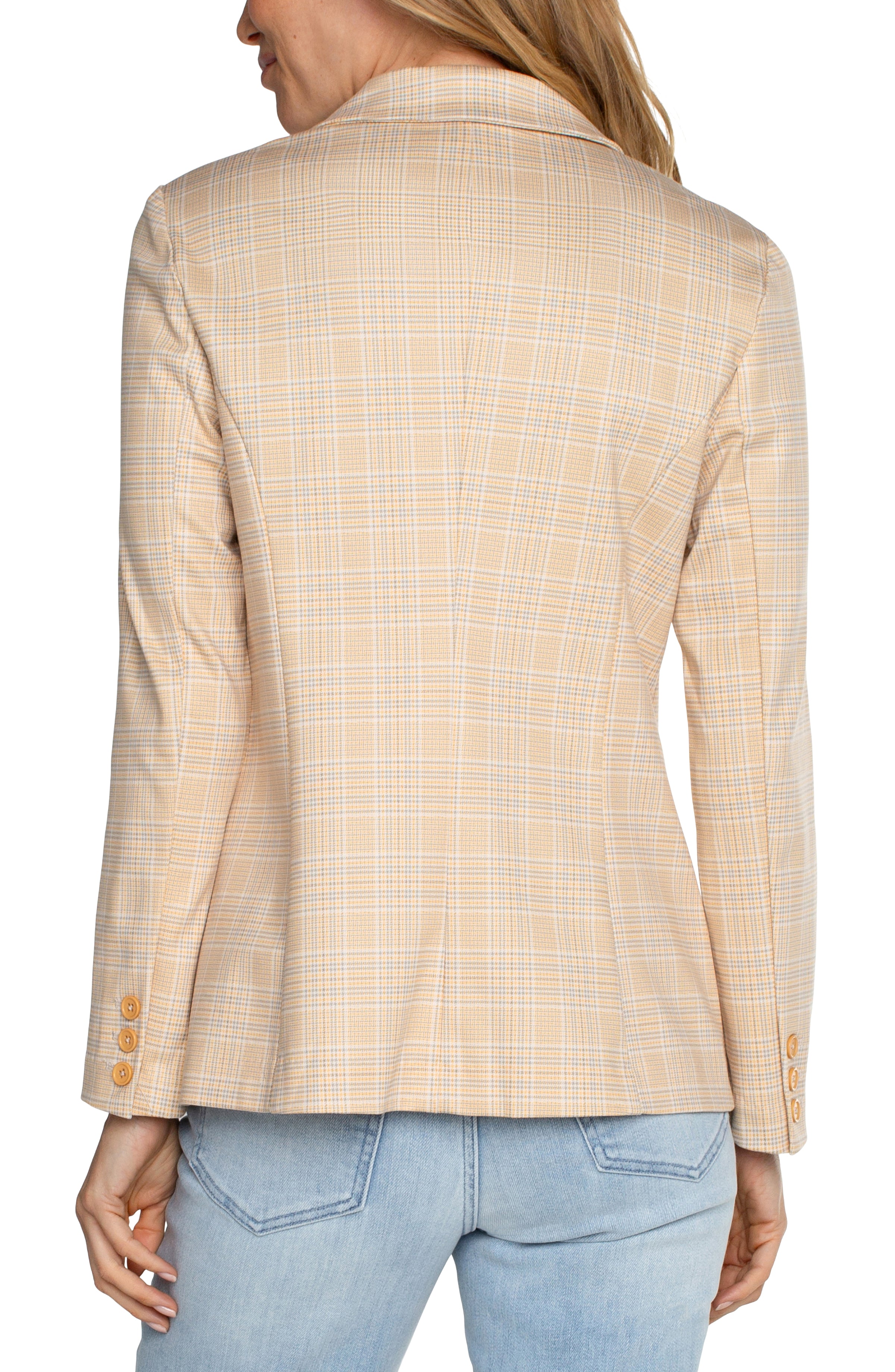 LVP Fitted blazer - Flaxen Gold Glen Plaid Back View