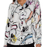 Liverpool Button Up Blouse - White Black Multi Front View
