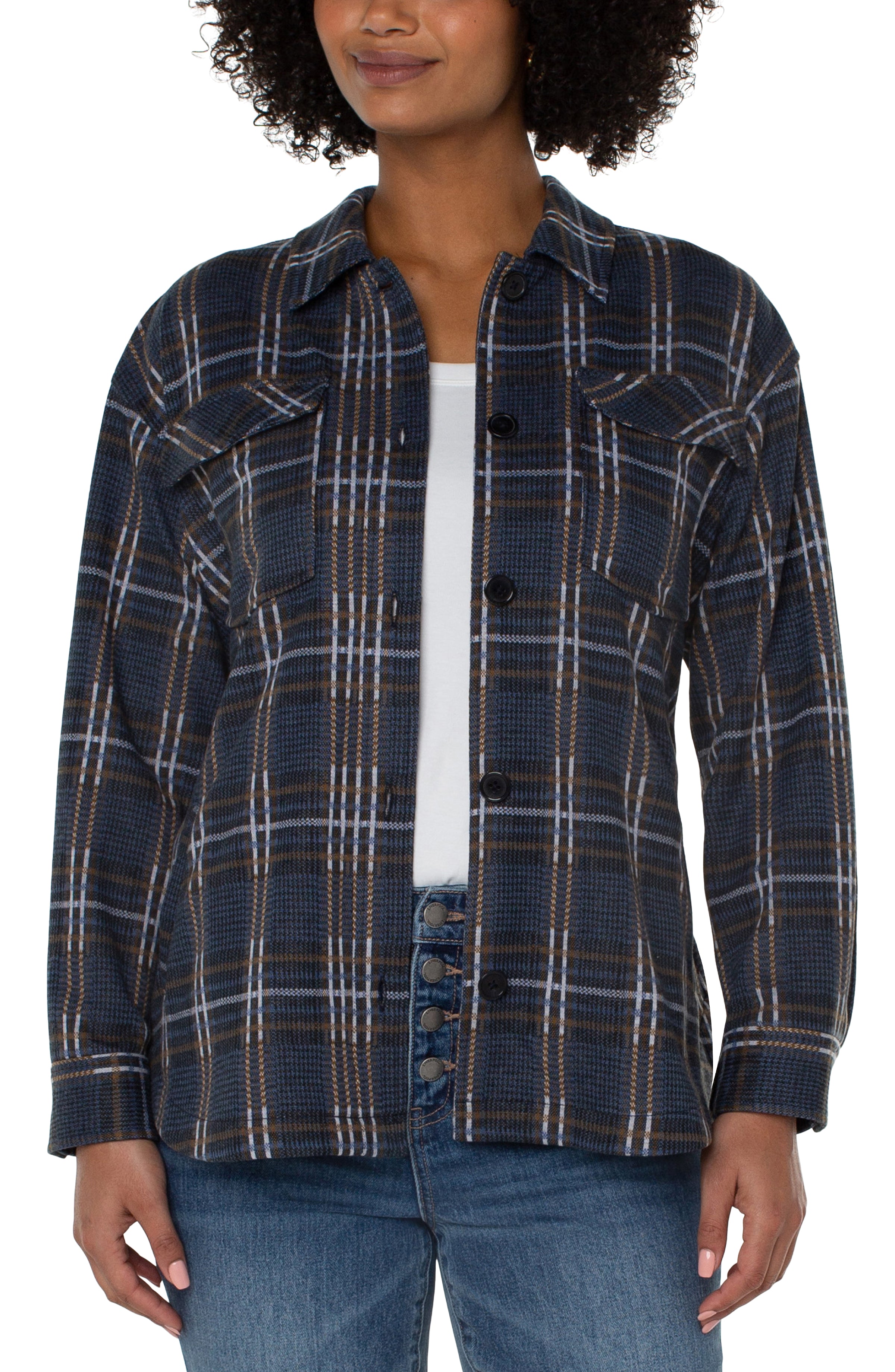 Liverpool Casual Jacket - Black Queen Blue Plaid
