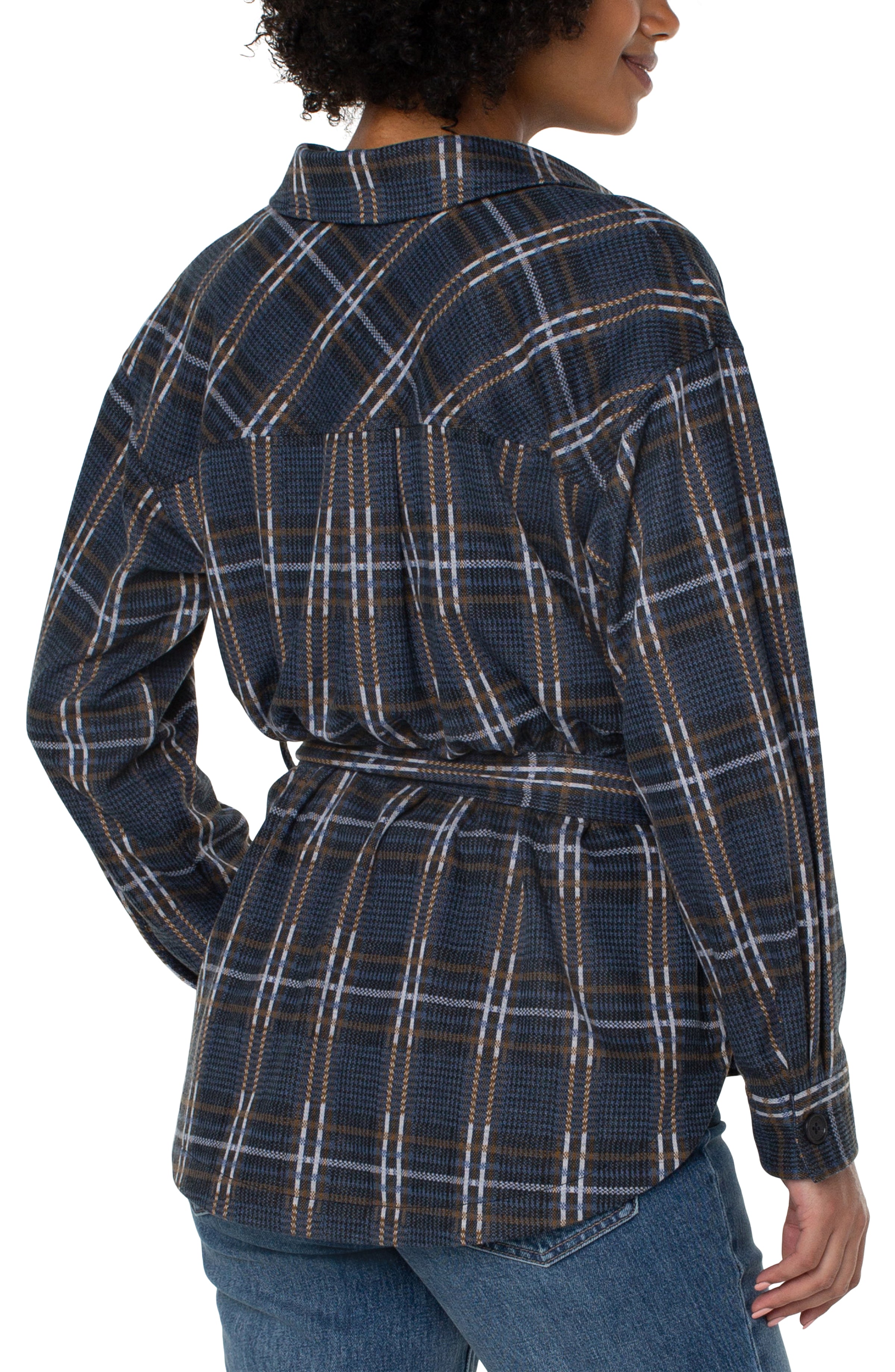 Liverpool Casual Jacket - Black Queen Blue Plaid