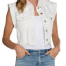 Liverpool Cropped Vest - Bright White Front View