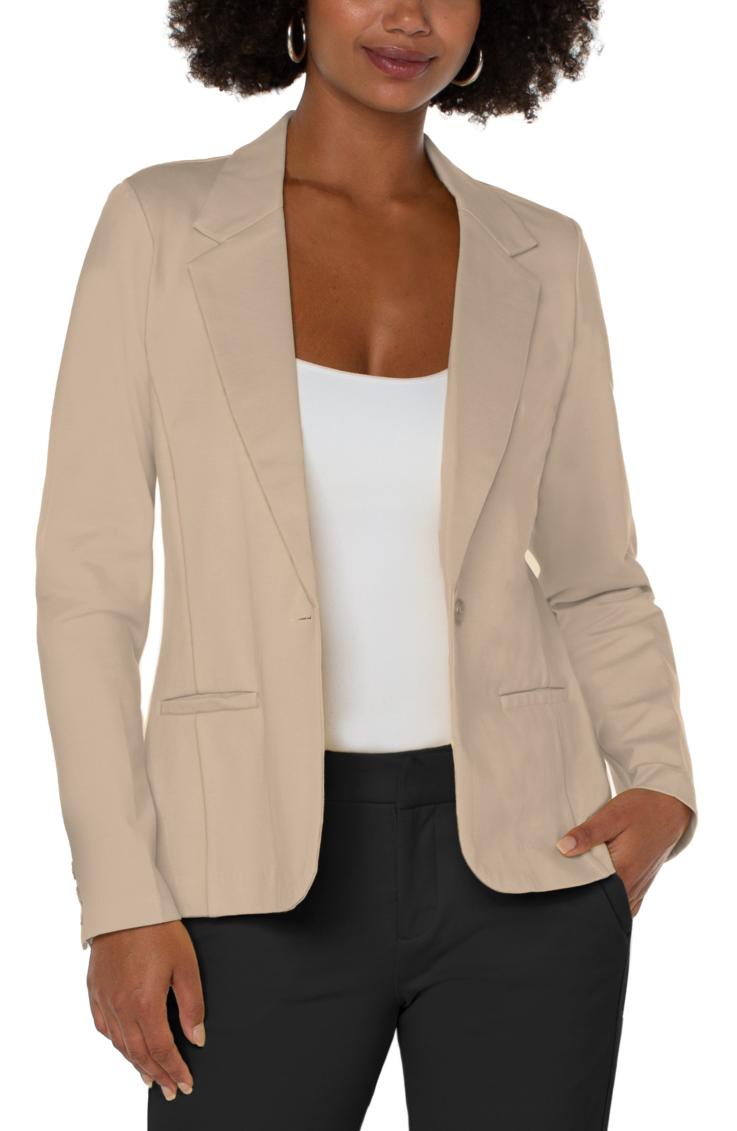 Liverpool Fitted Blazer - Biscuit Tan Front View 
