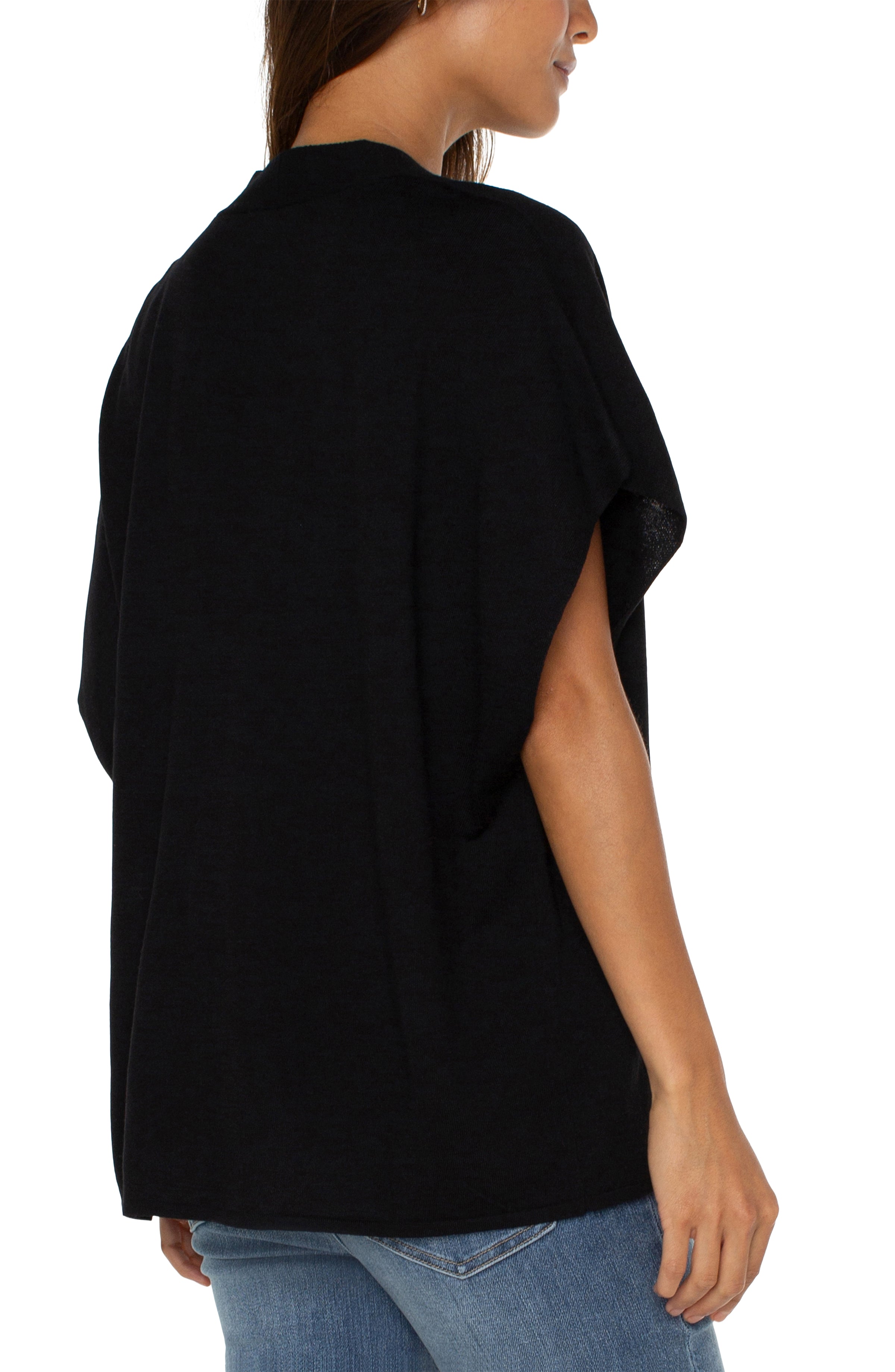 Liverpool Button Front Dolman Cardigan - Black Back View