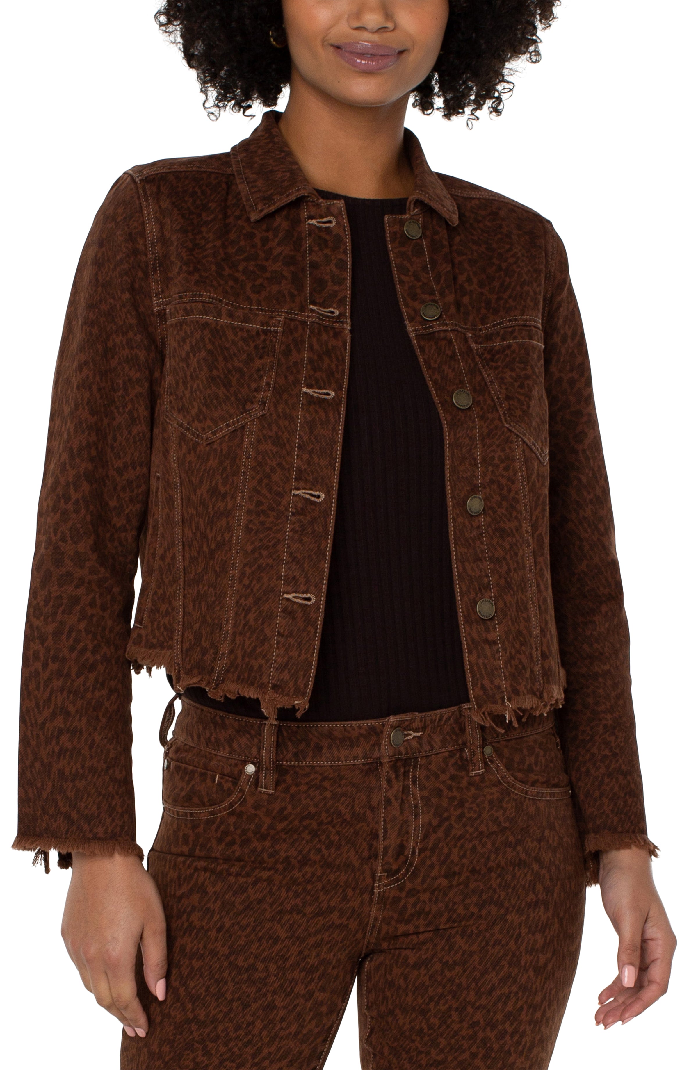 Liverpool Jean Jacket - Abstract Animal Print Cheetah