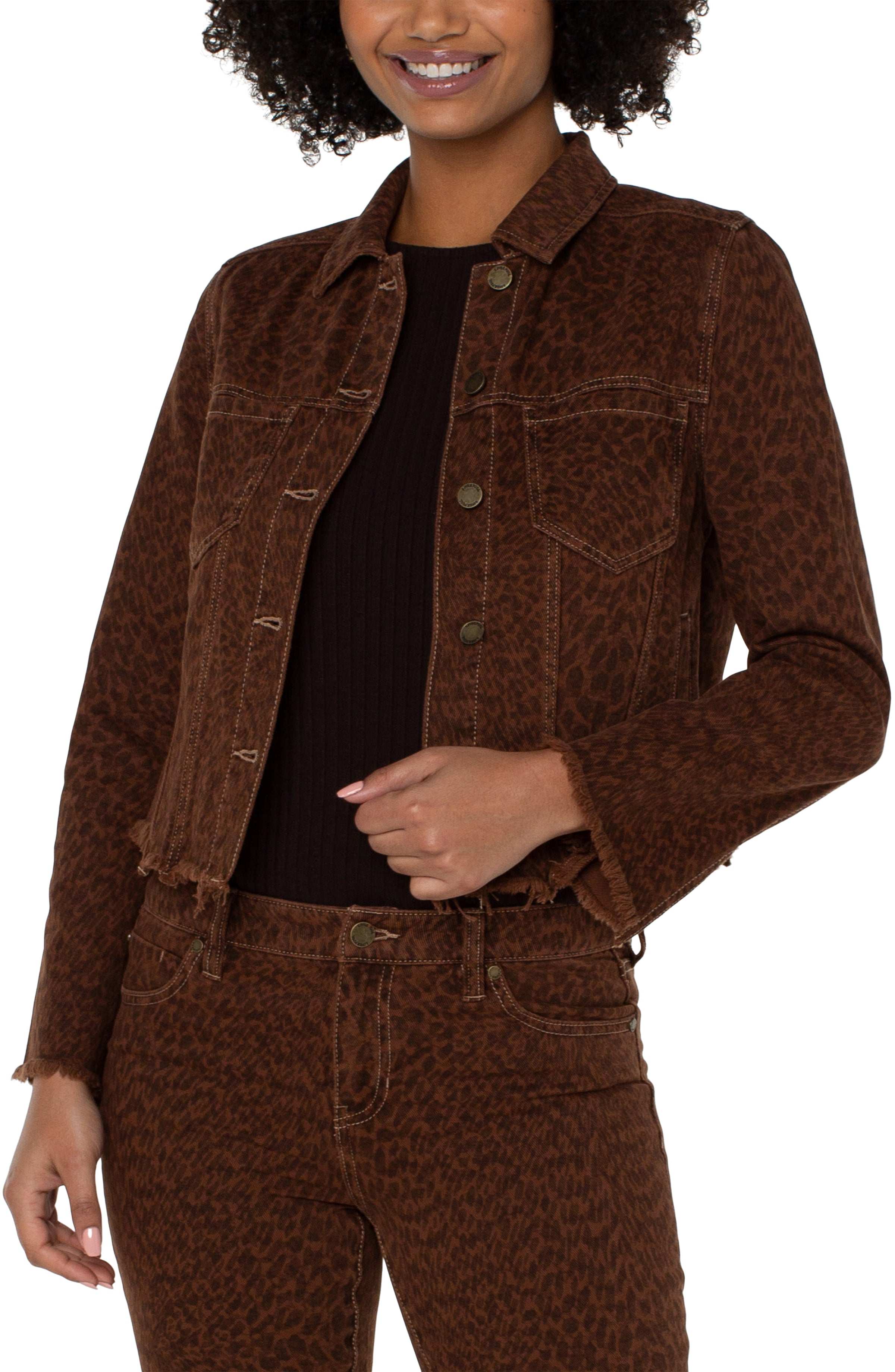 Liverpool Jean Jacket - Abstract Animal Print Cheetah