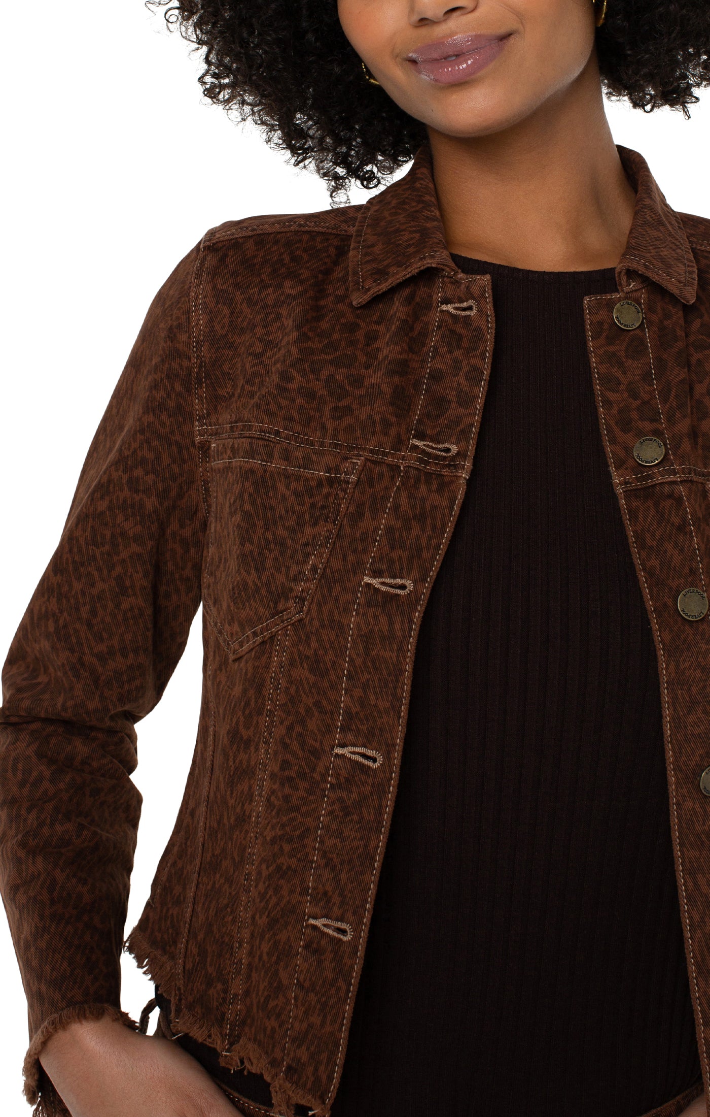 Liverpool Jean Jacket - Abstract Animal Print Cheetah