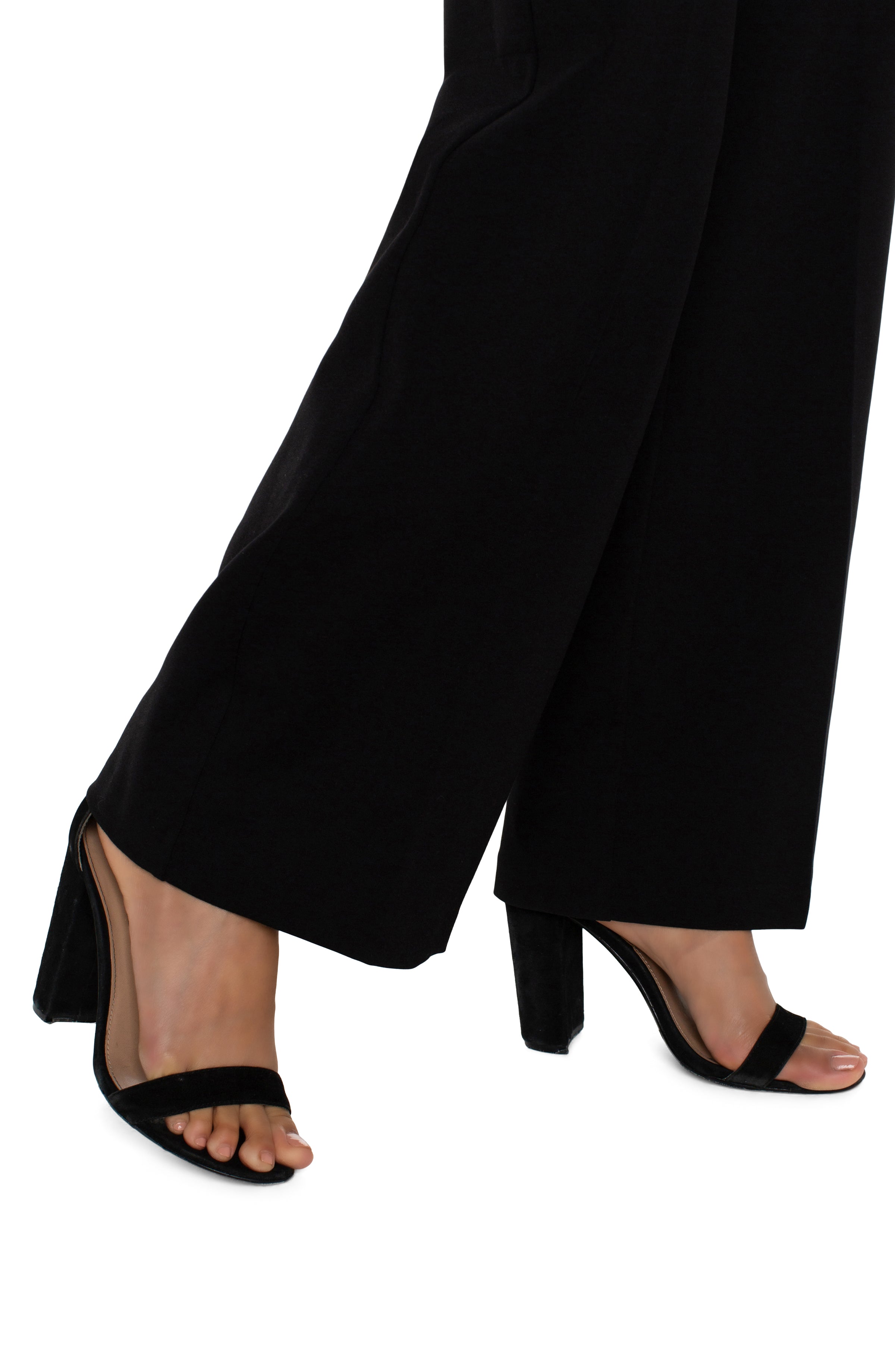 Liverpool Kelsey Wide Leg Trouser 31in ins - Black Close Up View