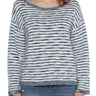 Liverpool Long sleeve Boxy Cropped Boat Neck Sweater - Ocean Blue Front View