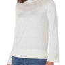 Liverpool Long Sleeve Funnel Neck Sweater w Pointelle - Porcelain Front View 