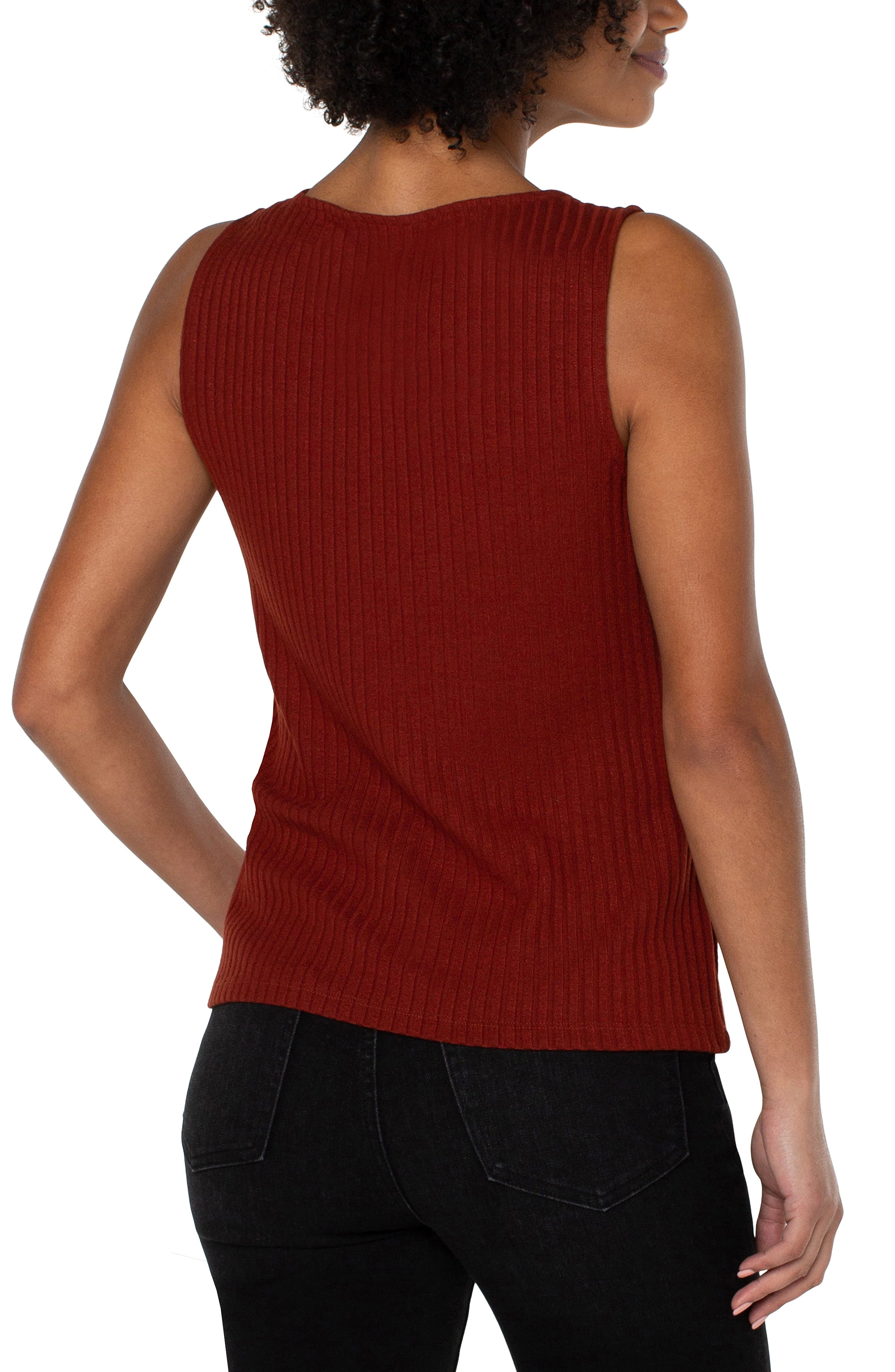 Liverpool Sleeveless Ribbed Top - Deep Cinnamon