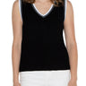 Liverpool Sleeveless V Neck Sweater - Black/white Contrast Front View