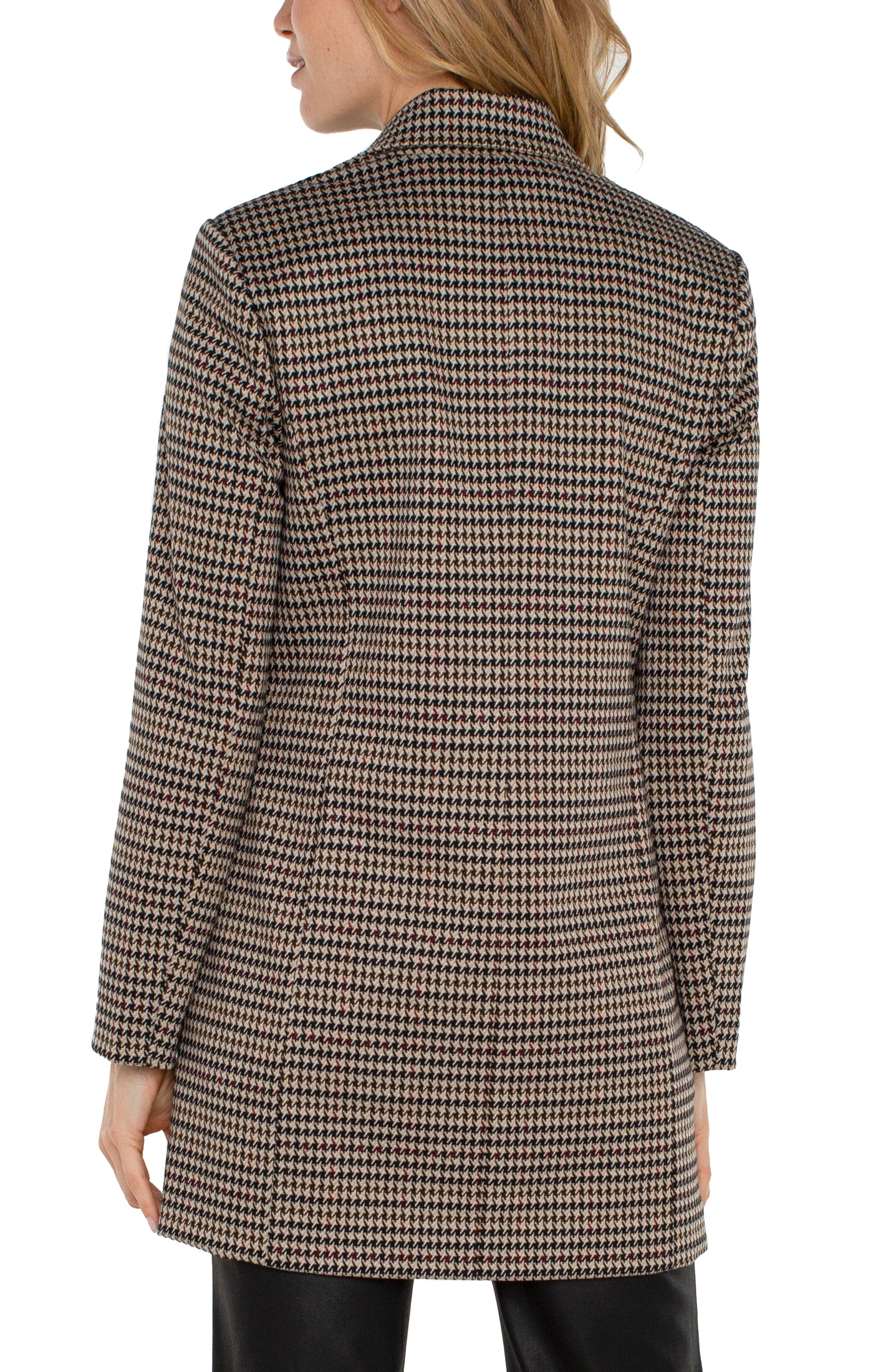 Liverpool Double Breasted Longline Blazer Black Tan Houndstooth Cascades Boutique
